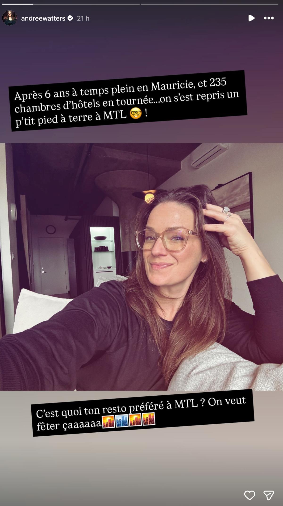 Andrée Watters annonce qu'elle et Sylvain Cossette s'installent à Montréal