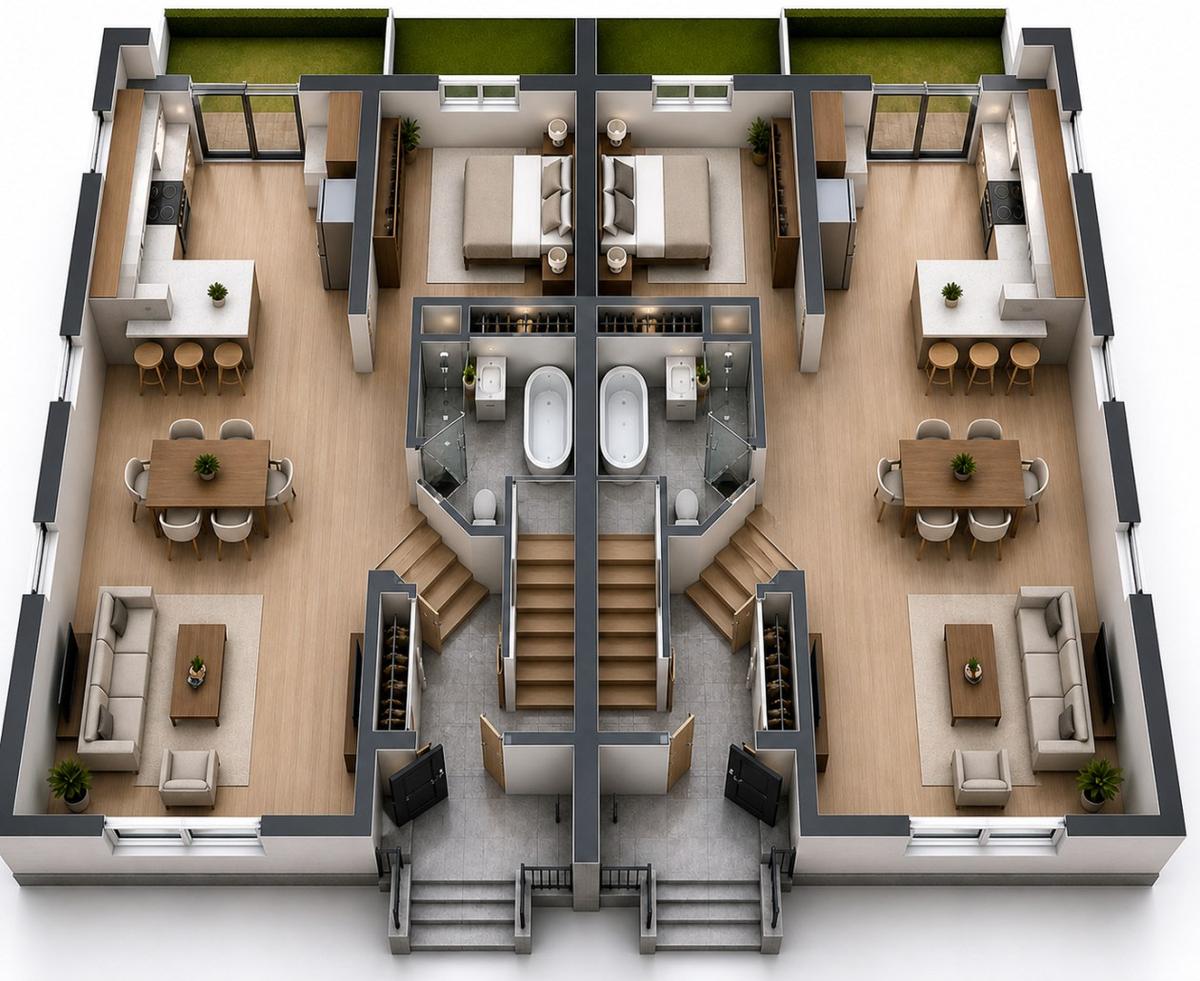 L'intérieur lumineux du jumelé