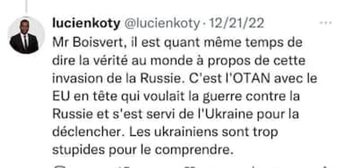 Lucien Koty au sujet de l'Ukraine