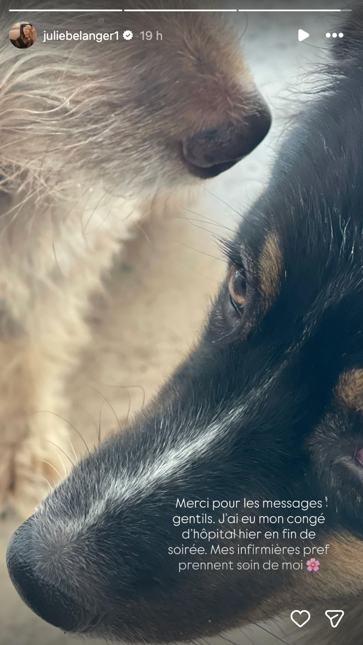 Julie Bélanger donne de ses nouvelles