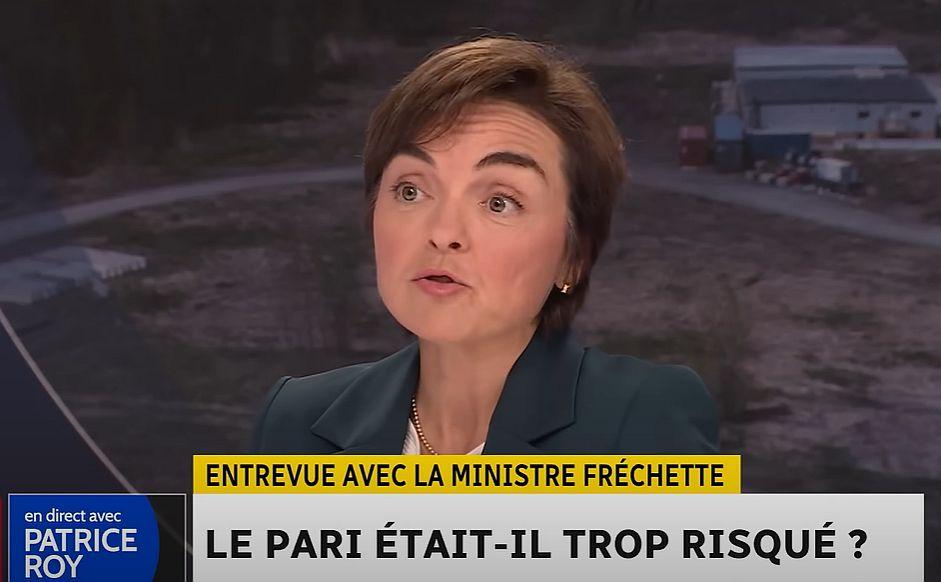 Capture vidéo YouTube - Radio-Canada Info, ministre de l’Économie, de l'Innovation et de l'Énergie, Christine Fréchette