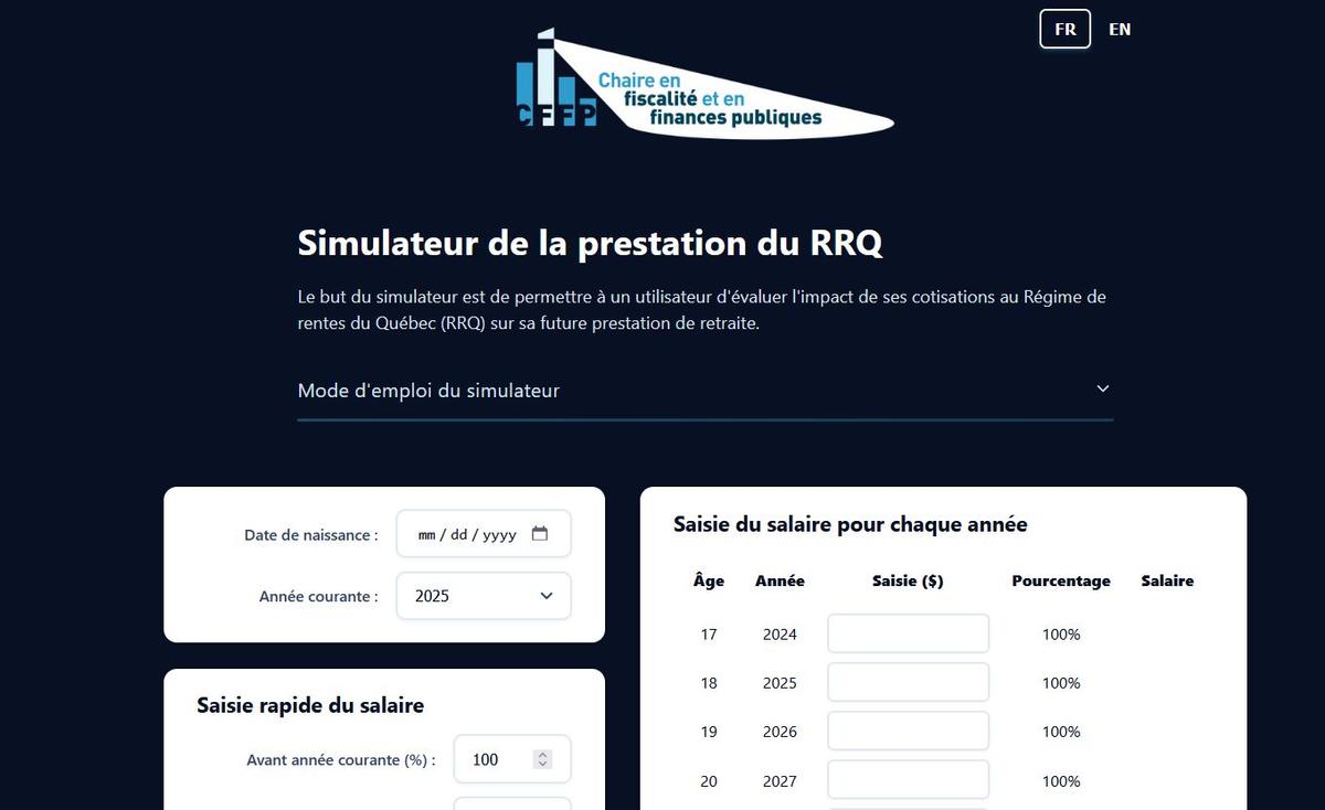 Simulateur de la prestation du RRQ
