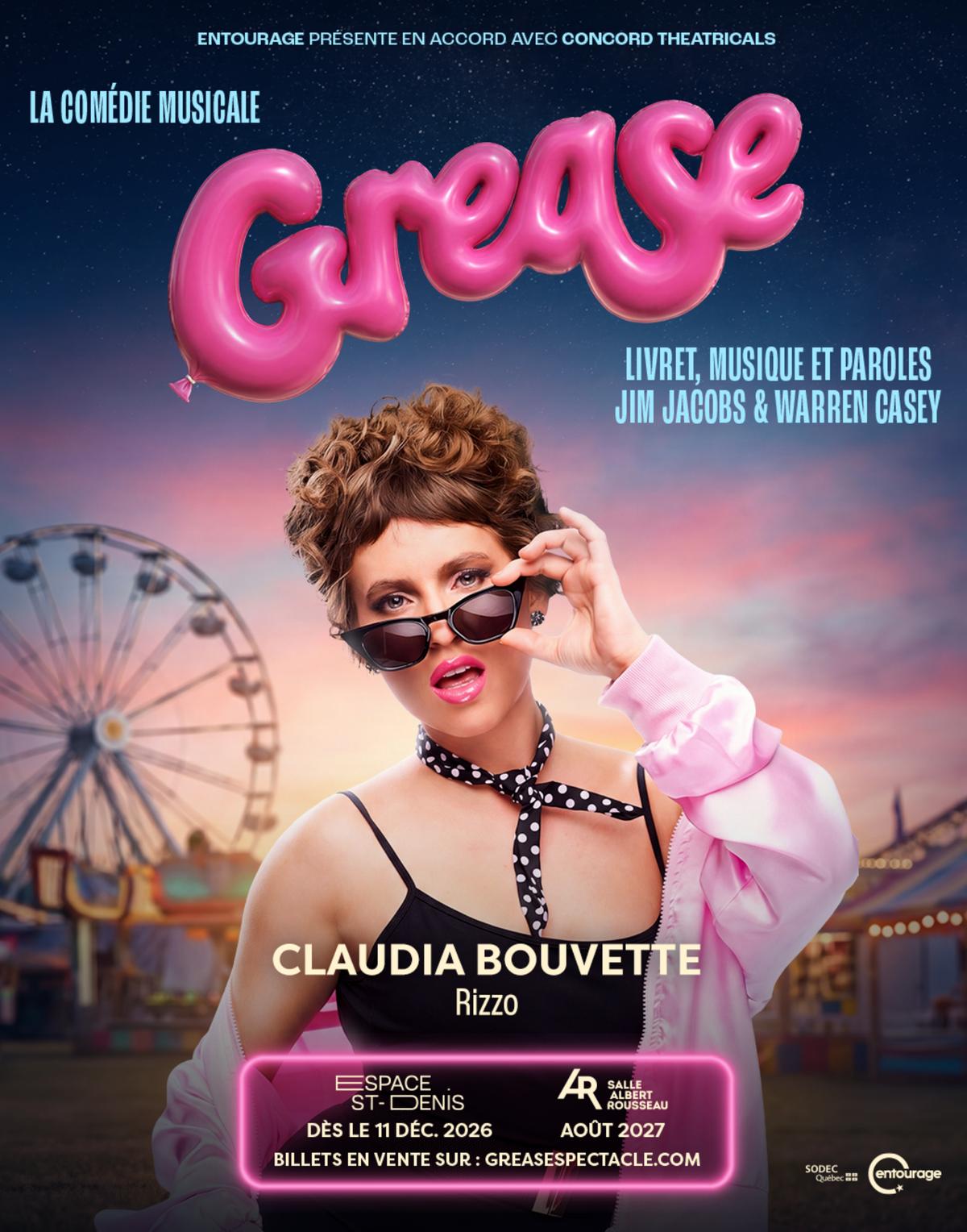 Affiche de Grease avec Claudia Bouvette