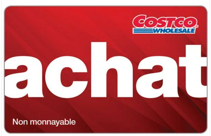 Capture d'écran Costco.ca, carte d'achat