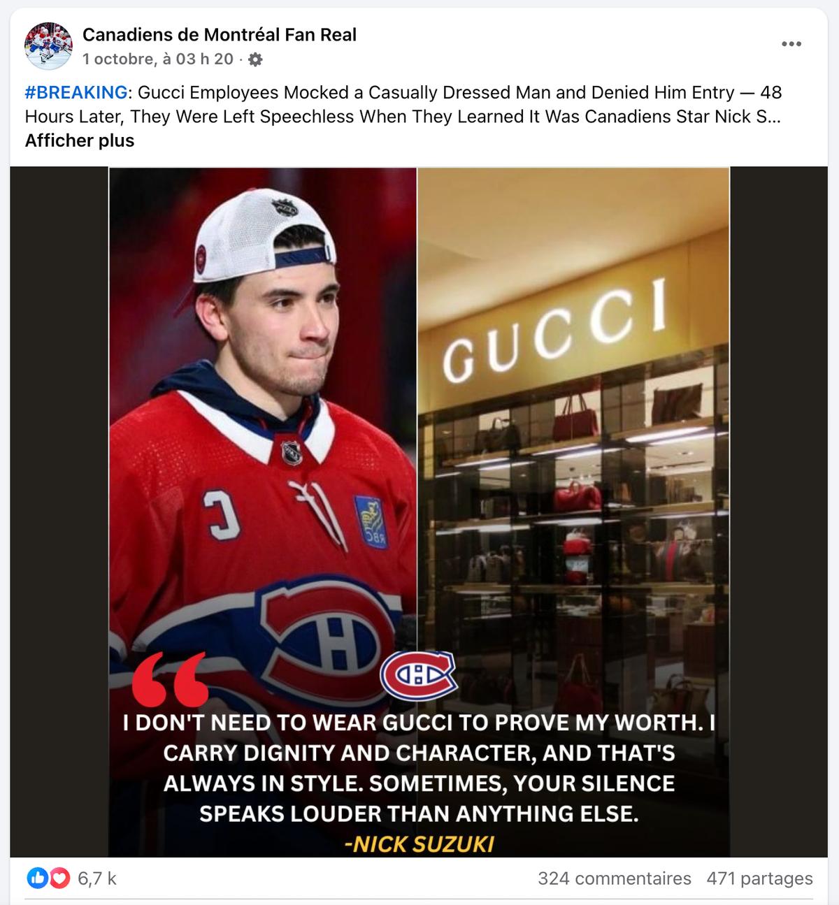 Fausses nouvelles sur Nick Suzuki