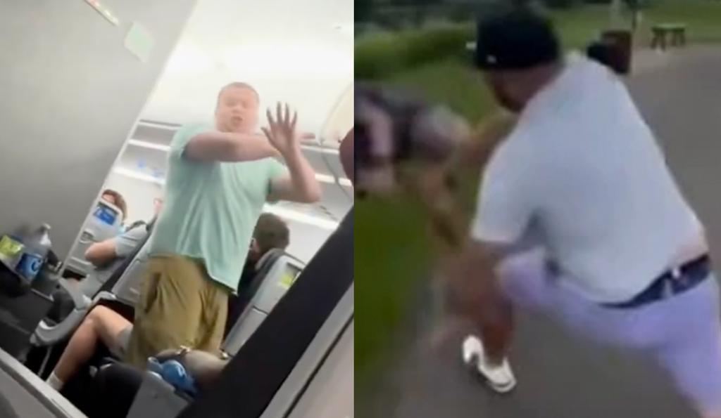 Crazed passenger (left) Nick Tarnasky (right) 