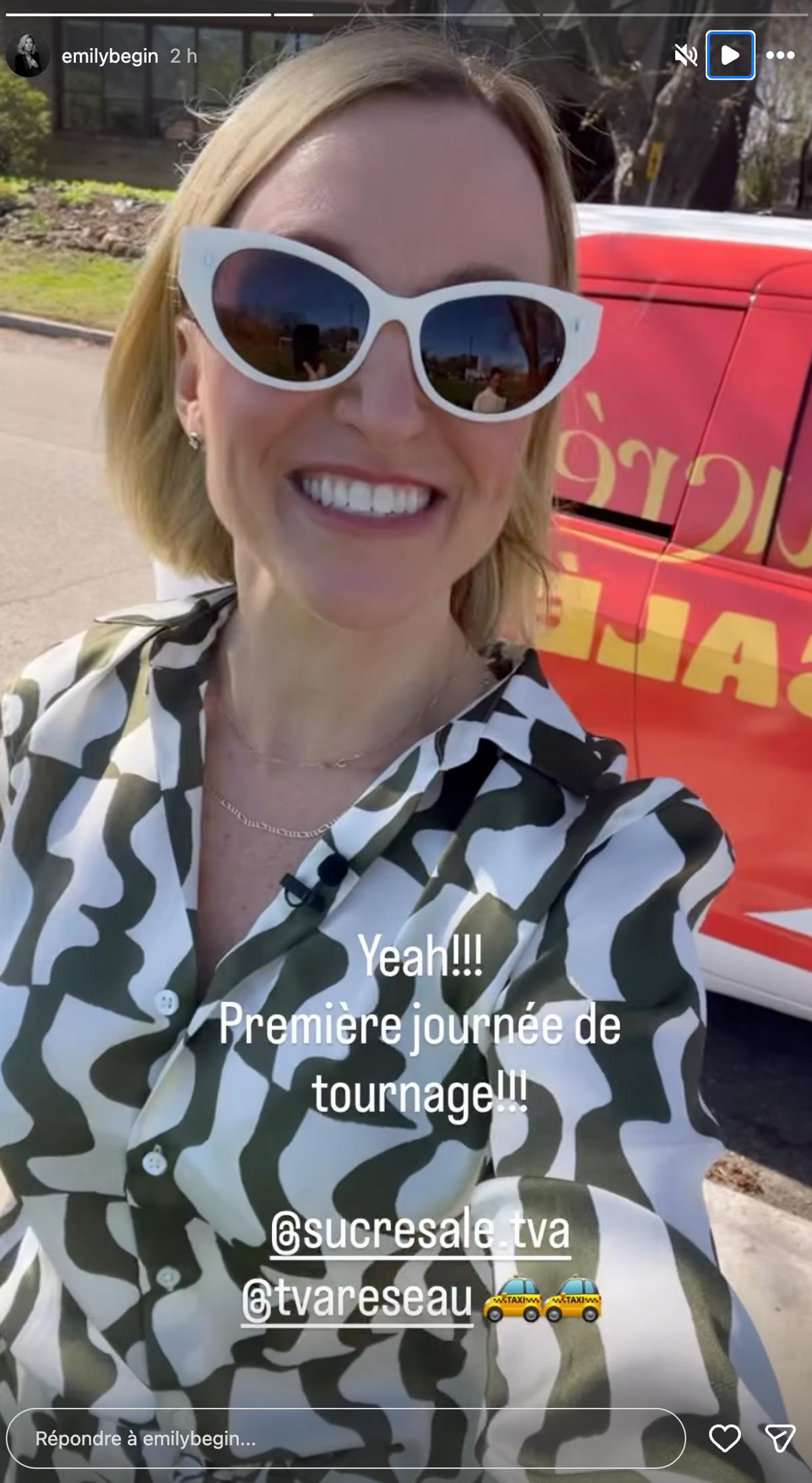 Émily Bégin en tournage pour Sucré Salé