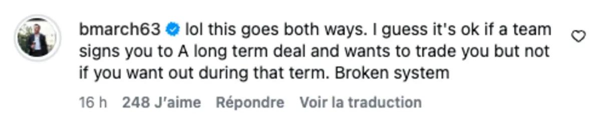 Brad Marchand's comment.