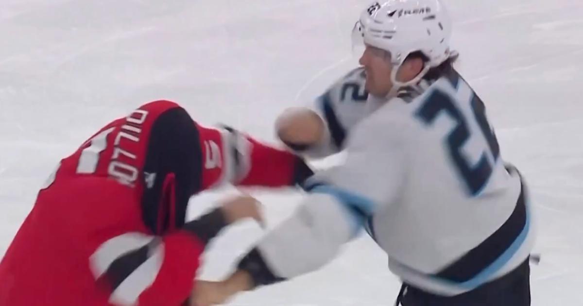 Fight between Jack McBain and Brenden Dillon.