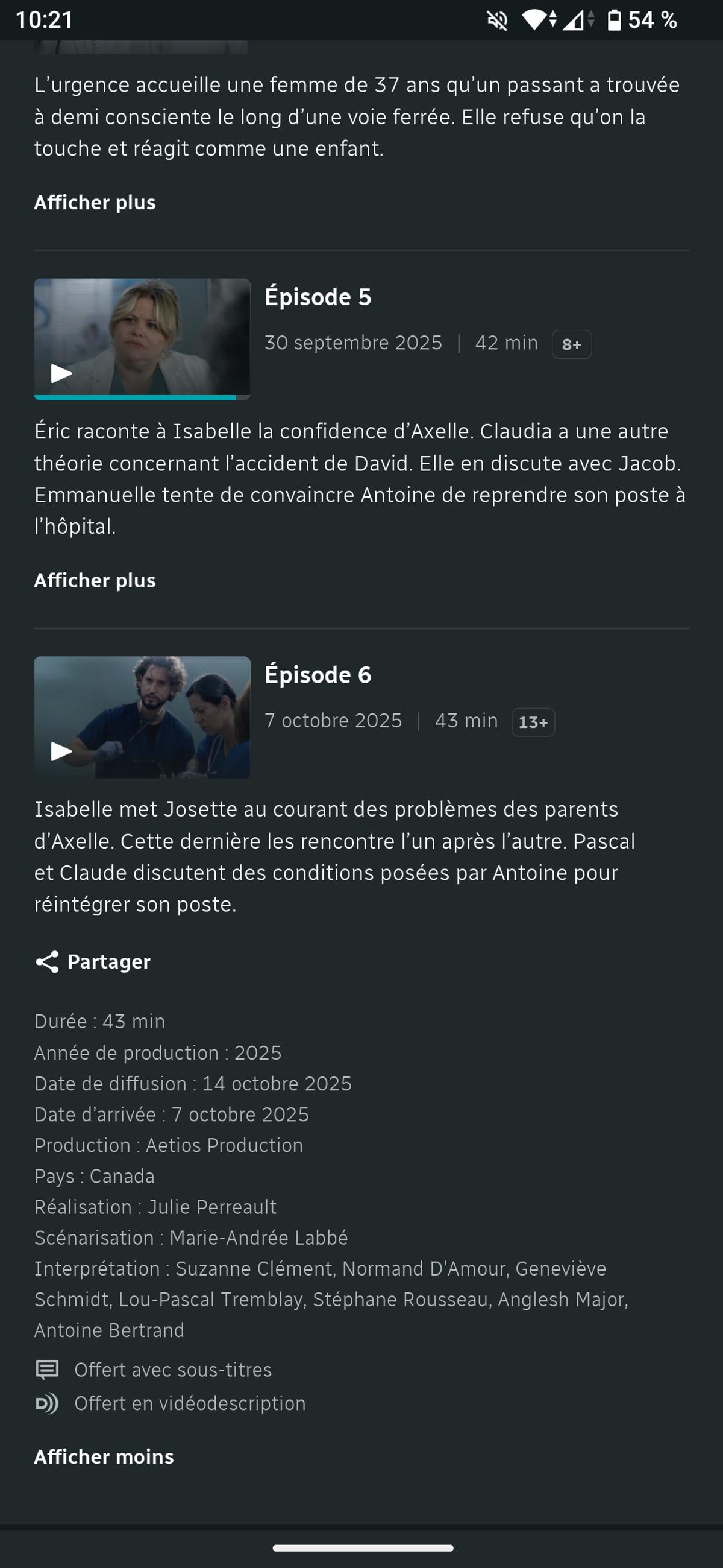 Capture d'écran application TOU.TV