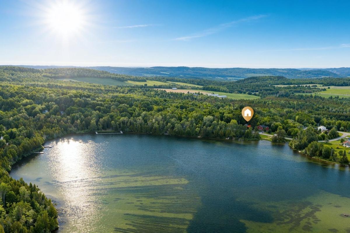 Panorama aérien du Mont-Comi et du lac