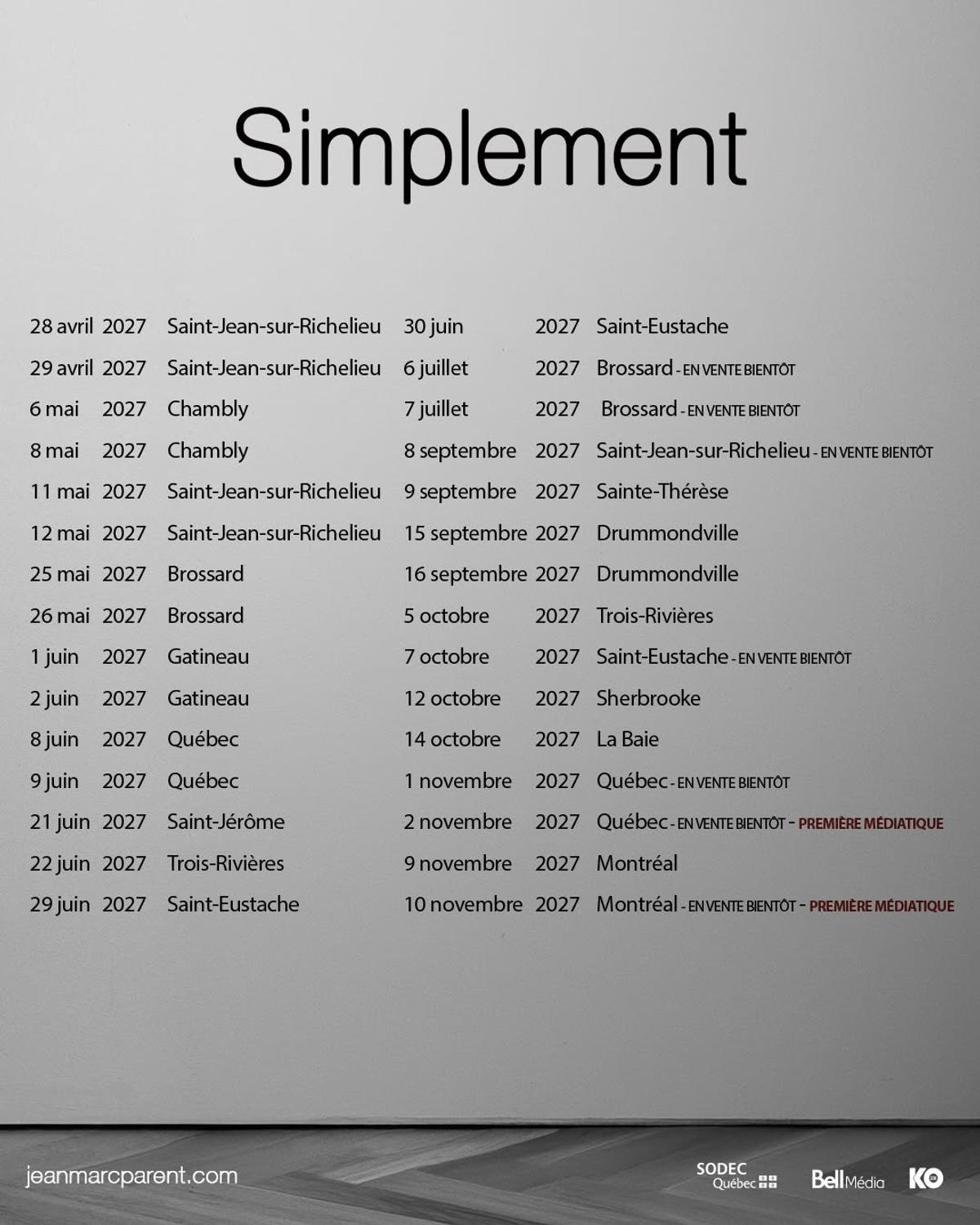 Dates des spectacles de Jean-Marc Parent