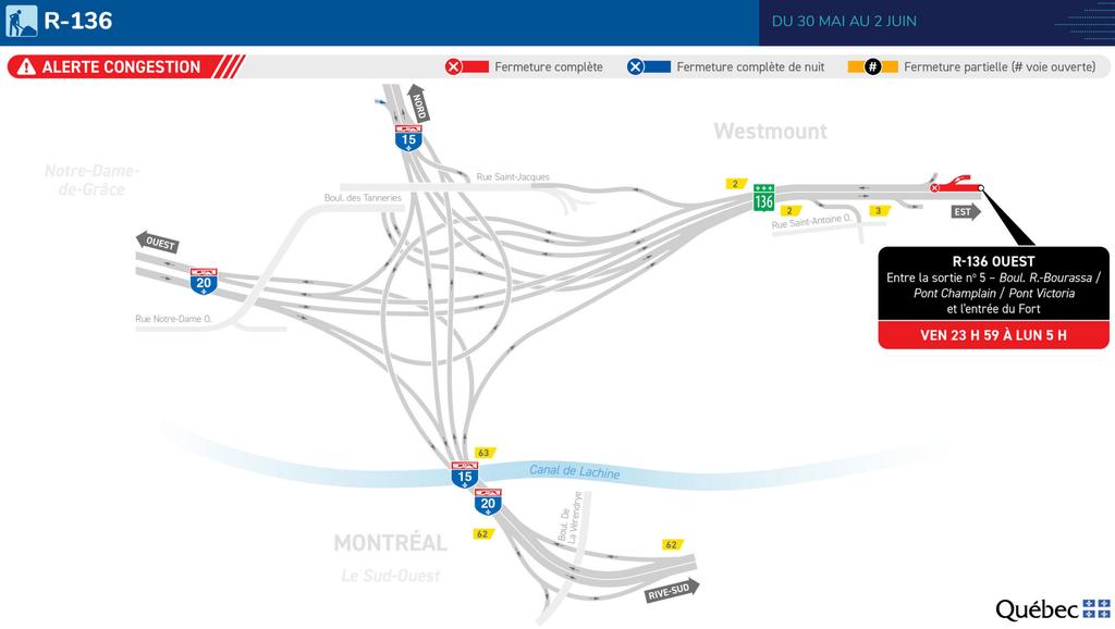 Fermeture route 136