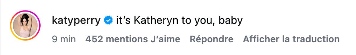 Commentaire de Katy Perry sur la publication de Justin Trudeau