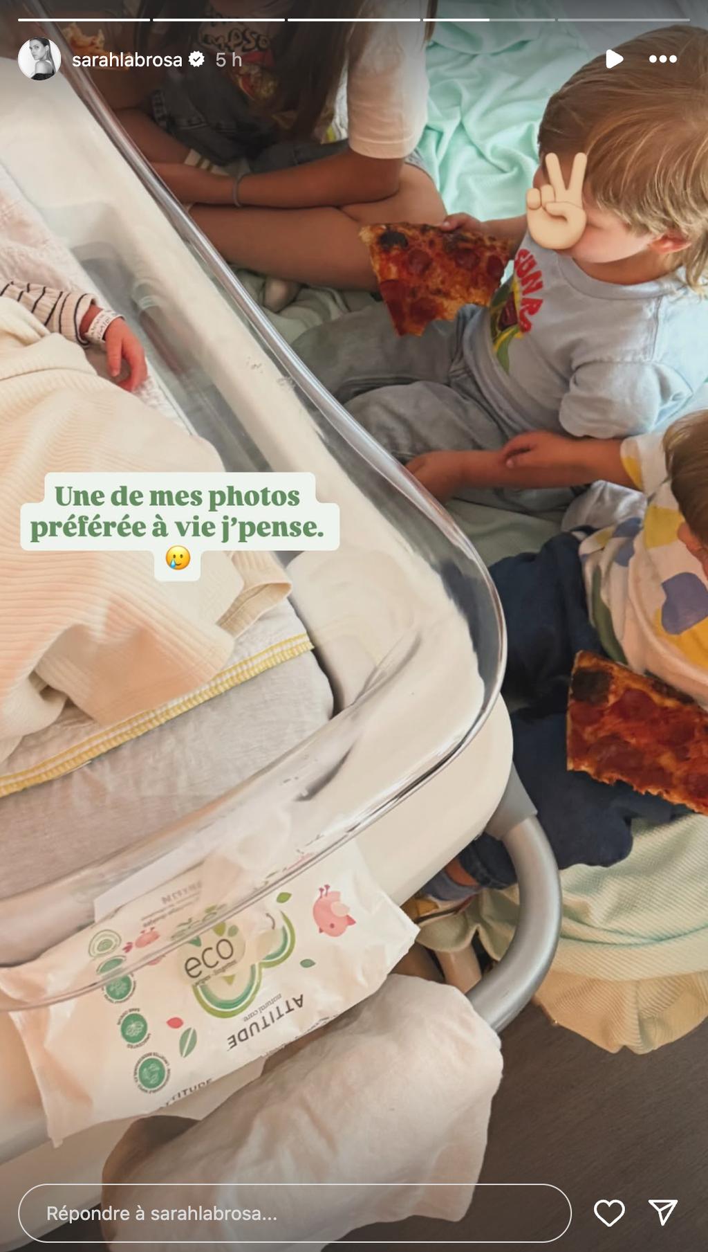 Sarah-Jeanne Labrosse partage une photo de tous ses enfants