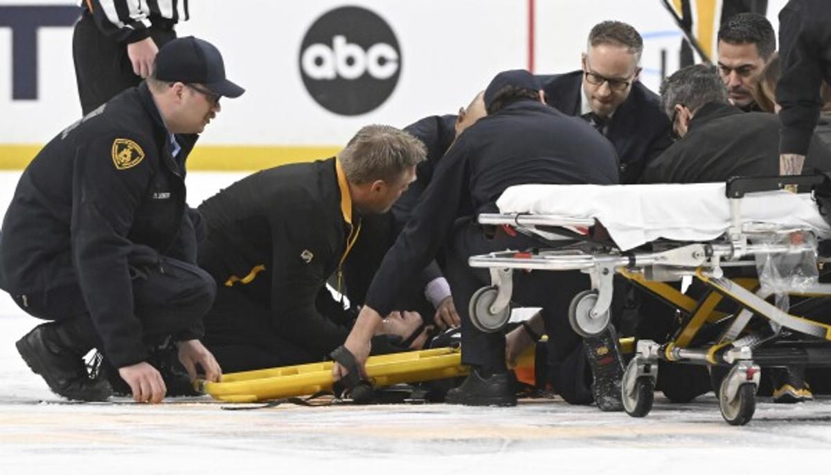 Stretcher on the ice. 