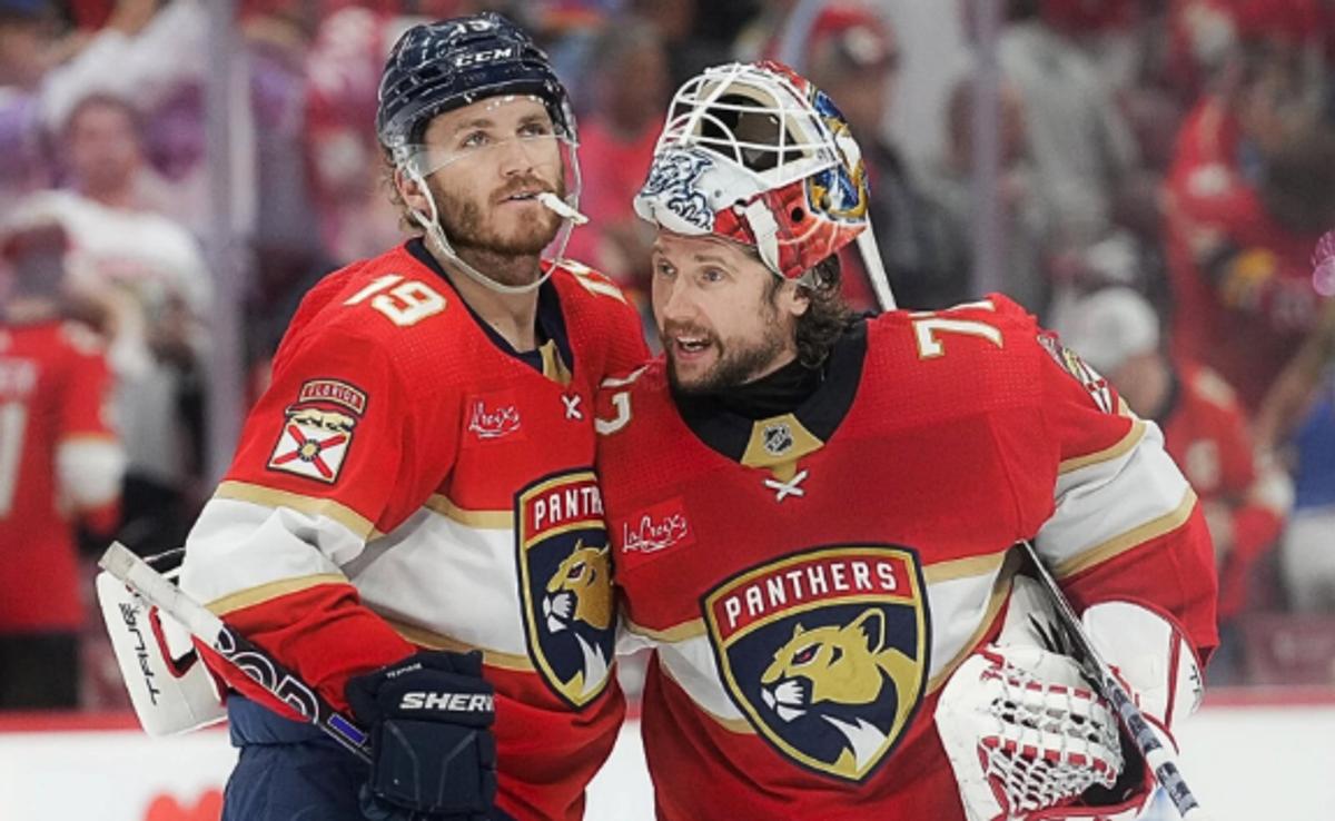 Matthew Tkachuk and Sergei Bobrovsky