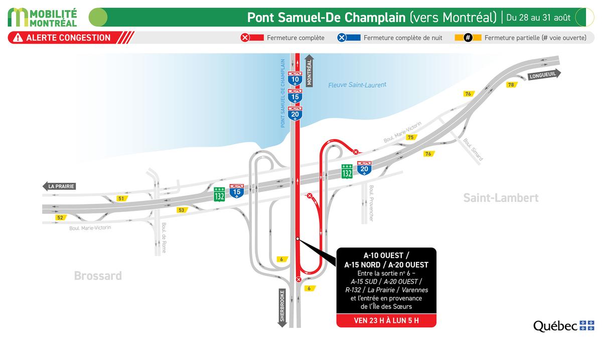 Fermeture du Pont Champlain dès le 28 août 2026