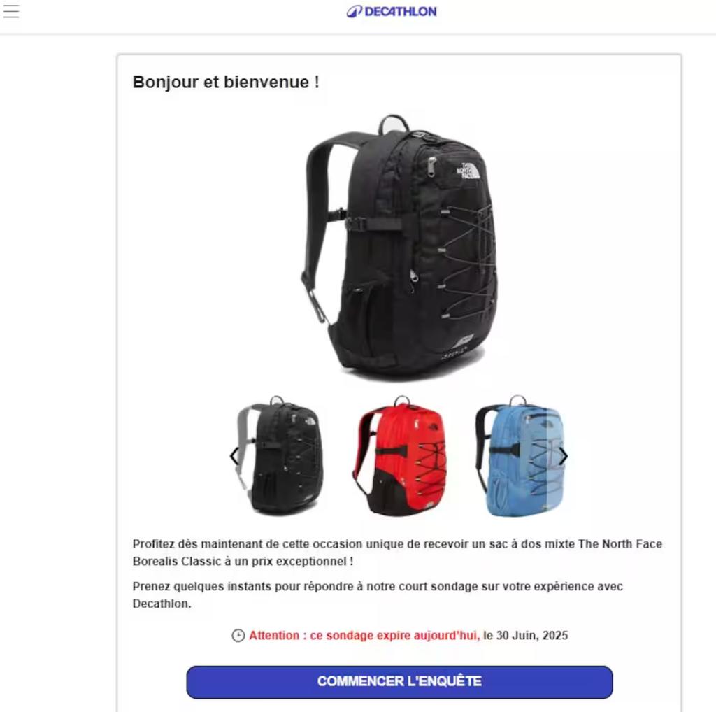 Fausse offre de sacs à dos à 4$