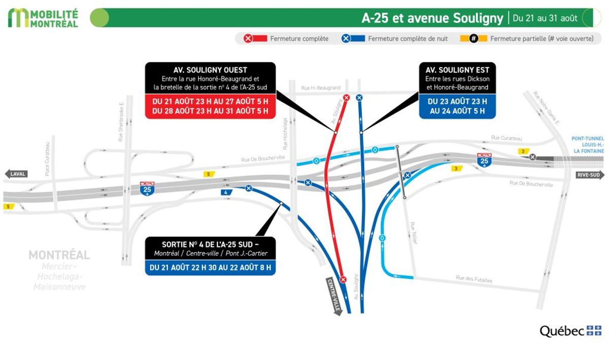 A-25 et avenue Souligny