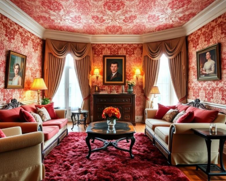 Salon classique papier peint