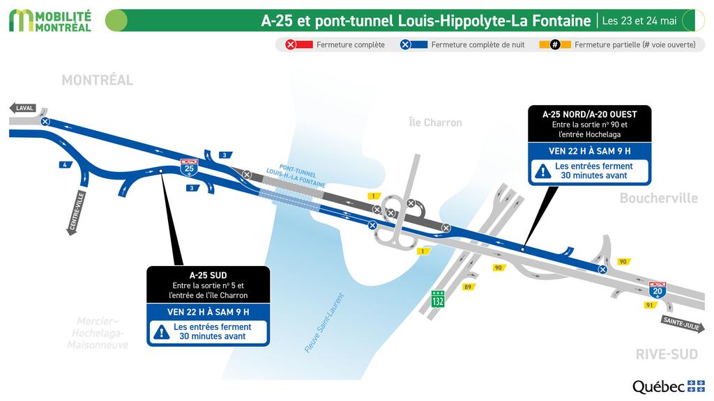 Carte des entraves routières du 23 au 26 mai 2025