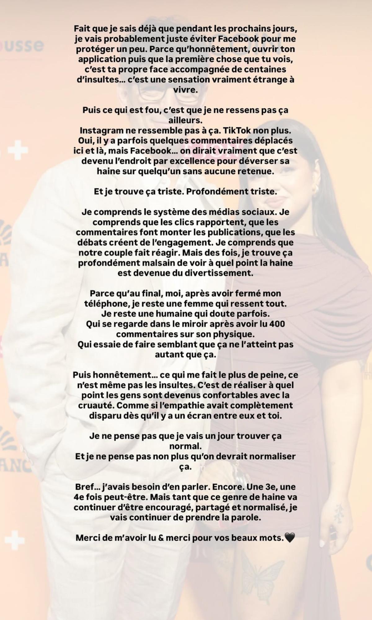 Virginie Bruneau dénonce la haine en ligne