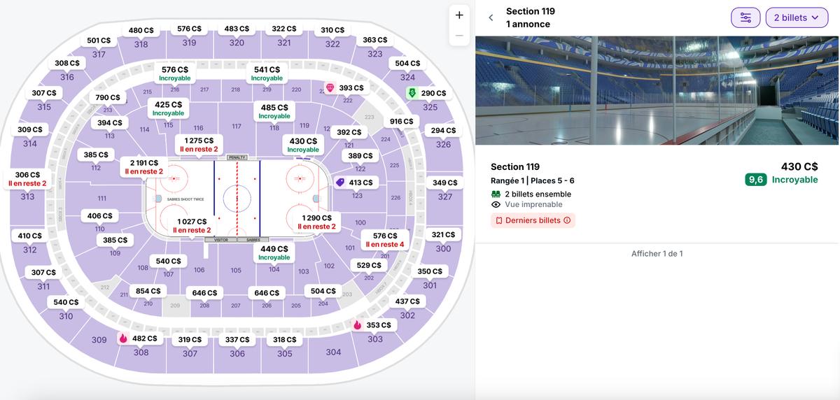 Stub hub, consulté à 13 h 58