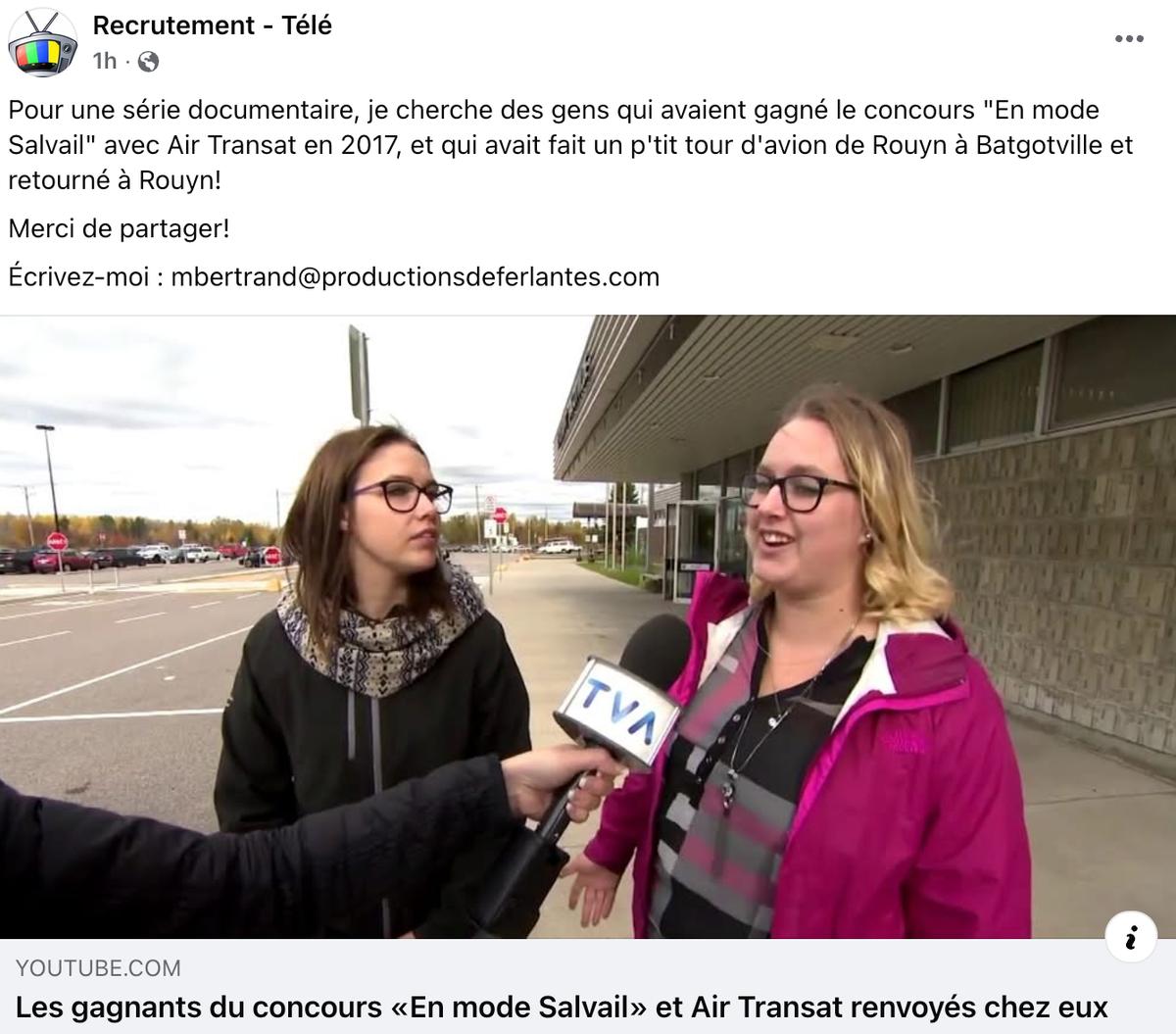 Productions Déferlantes est à la recherche de gens qui ont gagné le concours «En mode Salvail»