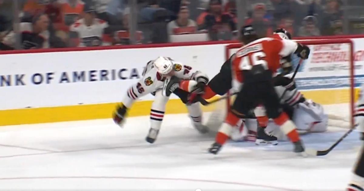 Louis Crevier, hit by skate blade. 