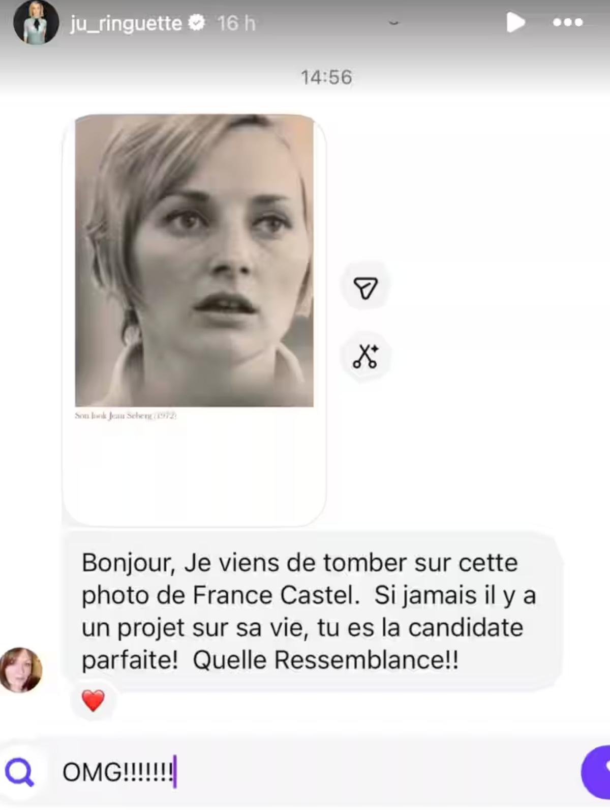 Julie Ringuette stupéfaite par une photo de France Castel en 1972