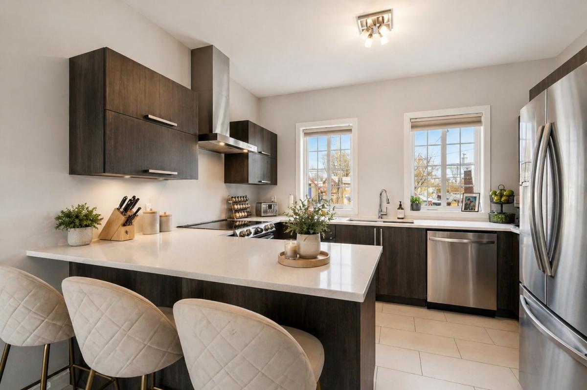Espace cuisine et aire ouverte