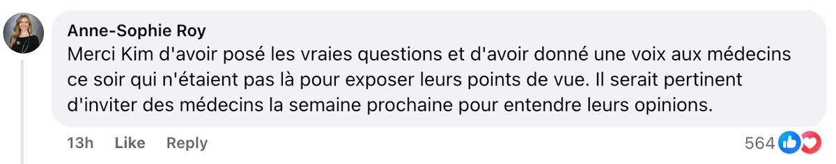 Commentaire sur Kim Lévesque Lizotte à Tout le monde en parle