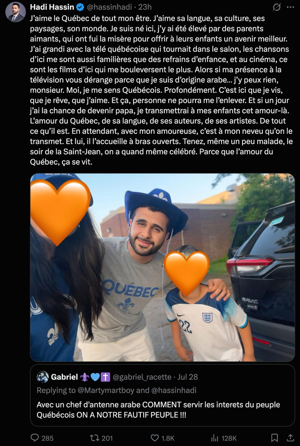 Hadi Hassin réplique à un commentaire raciste