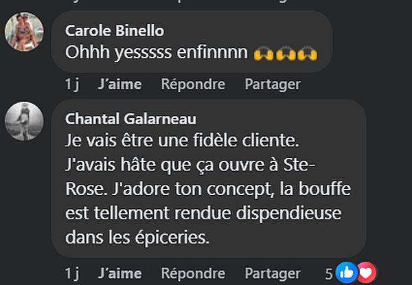 Capture d'écran Facebook - Liquidation Marie Inc