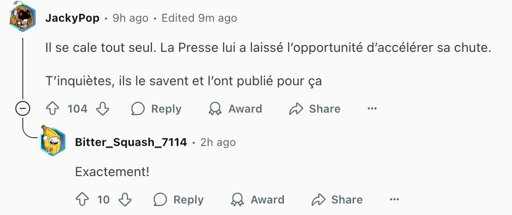 Commentaire sur Reddit à propos de Gilbert Rozon