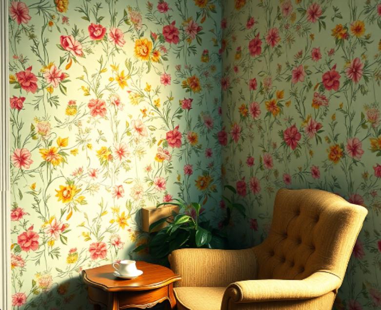 Mur chambre en papier peint