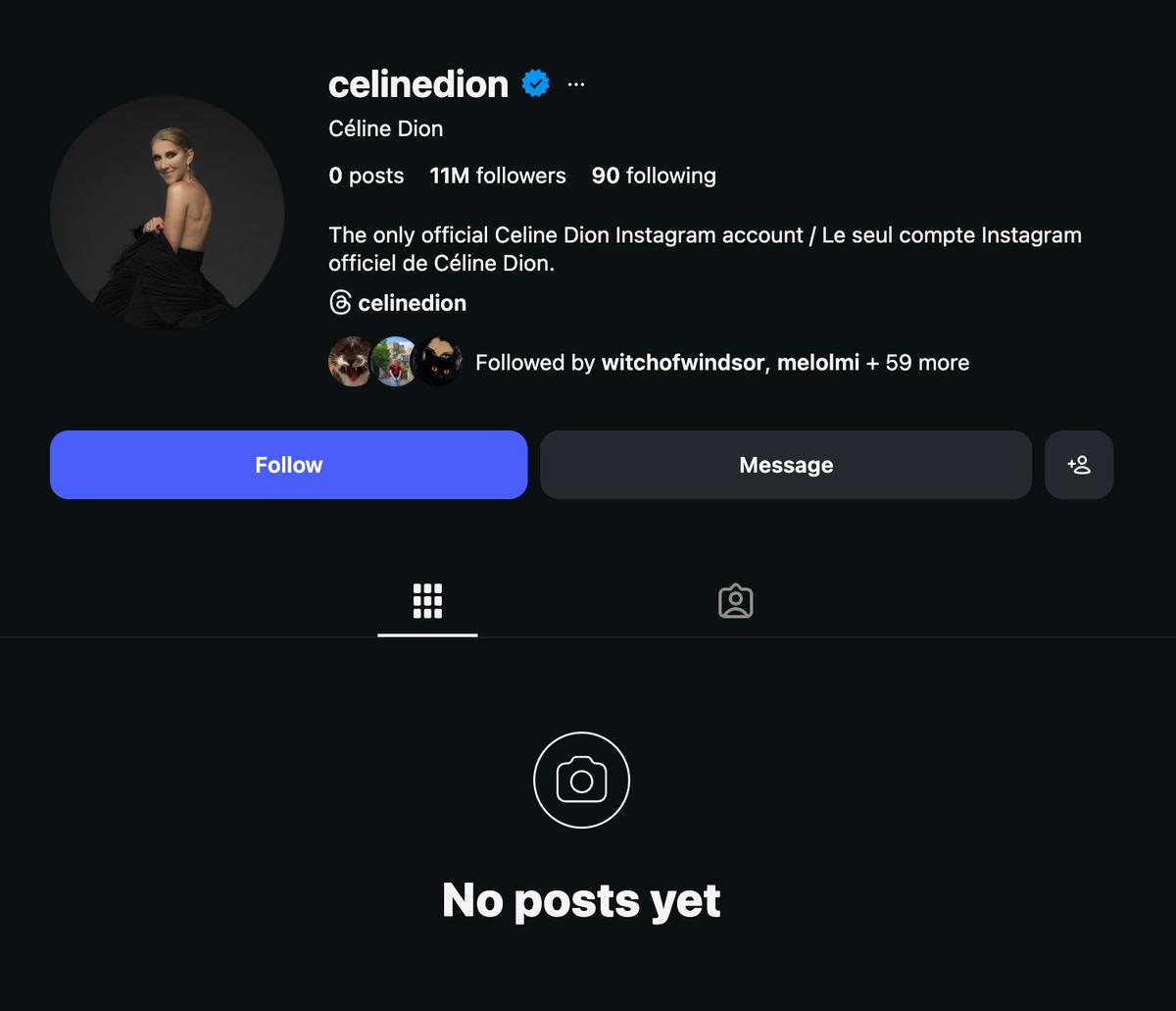 Instagram de Céline Dion