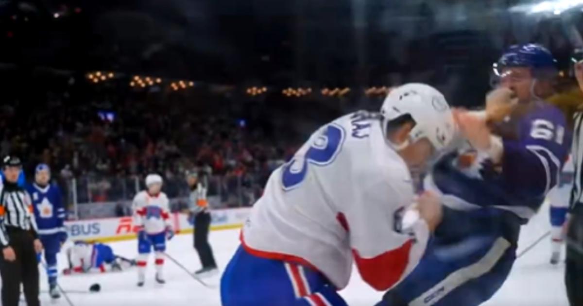 Florian Xhekaj et Michael Pezzetta combat LAH