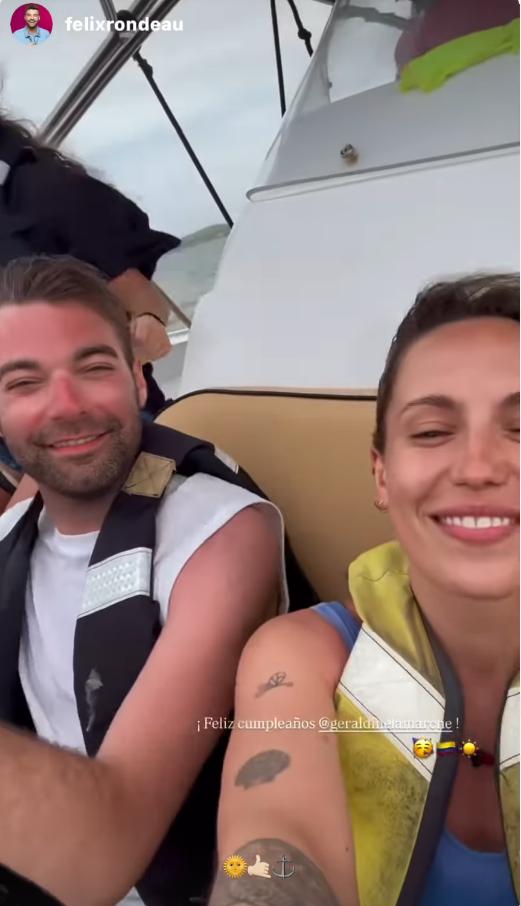 Félix Rondeau et Géraldine Lamarche sur un bateau