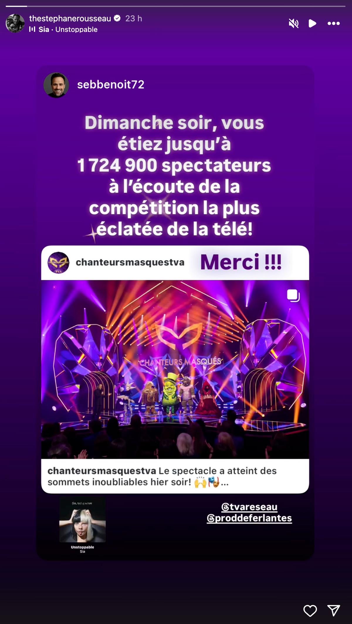 Cotes d'écoute de Chanteurs Masqués