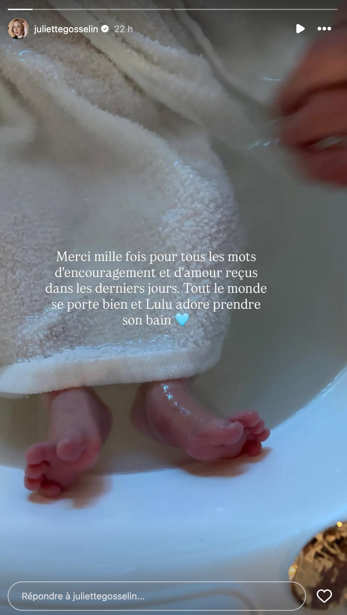 Juliette Gosselin donne de ses nouvelles et de son bébé après l'accouchement