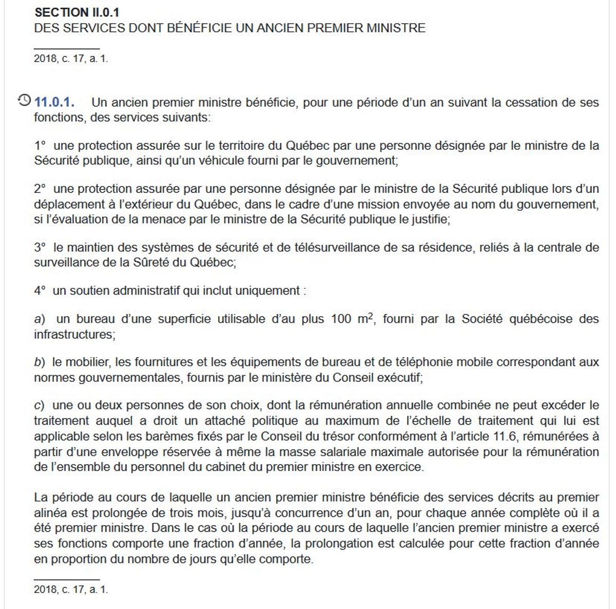 Capture d'écran - Les Publications du Québec, LégisQuébec E-18 - Loi sur l’exécutif