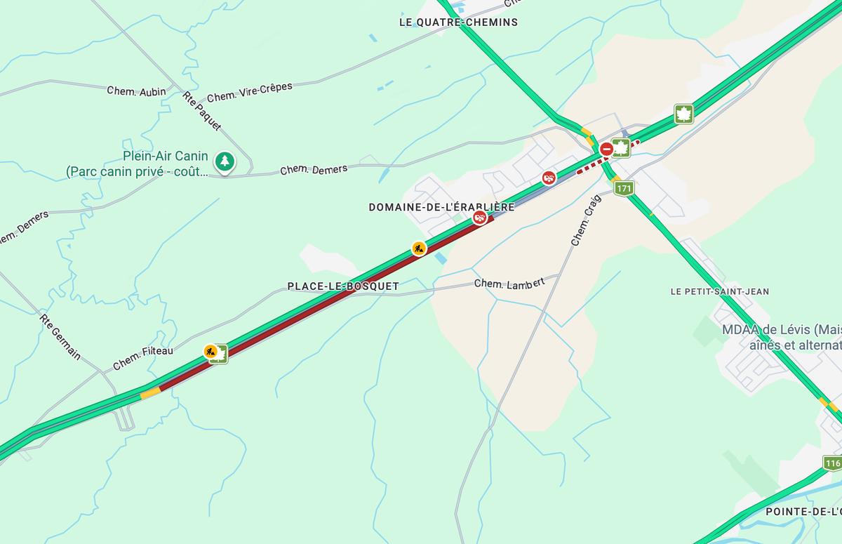 Congestion à la suite d'un accident