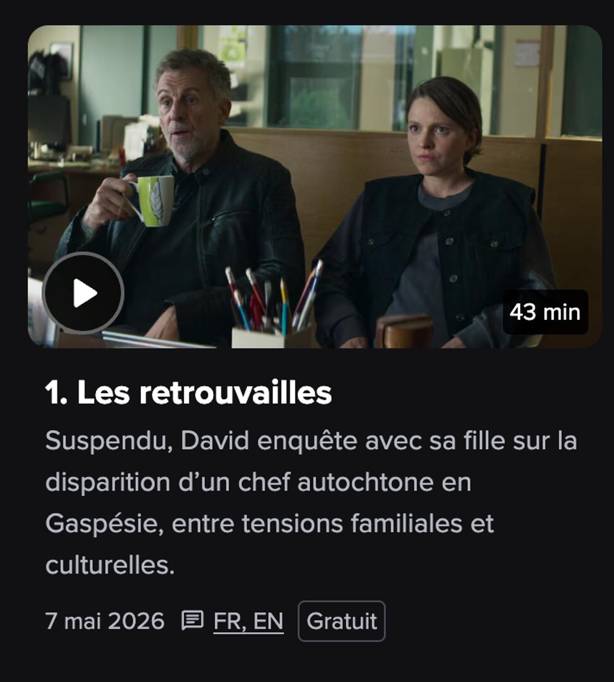 Capture d'écran du premier épisode de Bon Cop, Bad Cop sur Crave