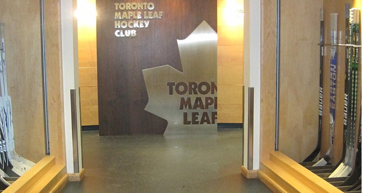 Maple Leafs' dressing room. 