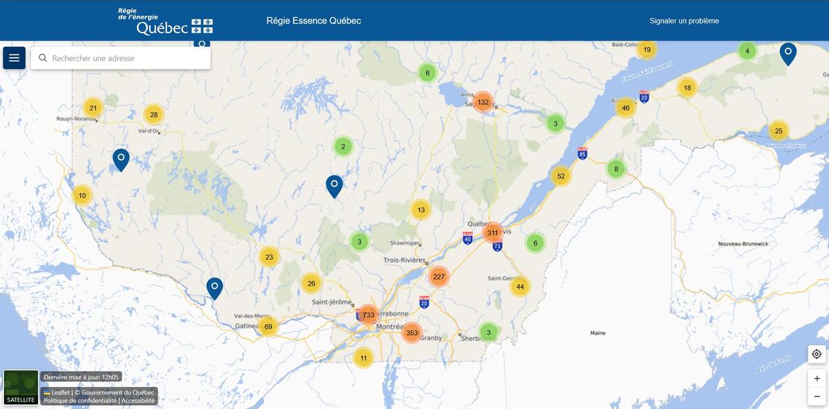 Capture d'écran - Régie essence Québec