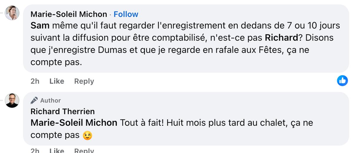 Richard Therrien à propos des cotes d'écoute