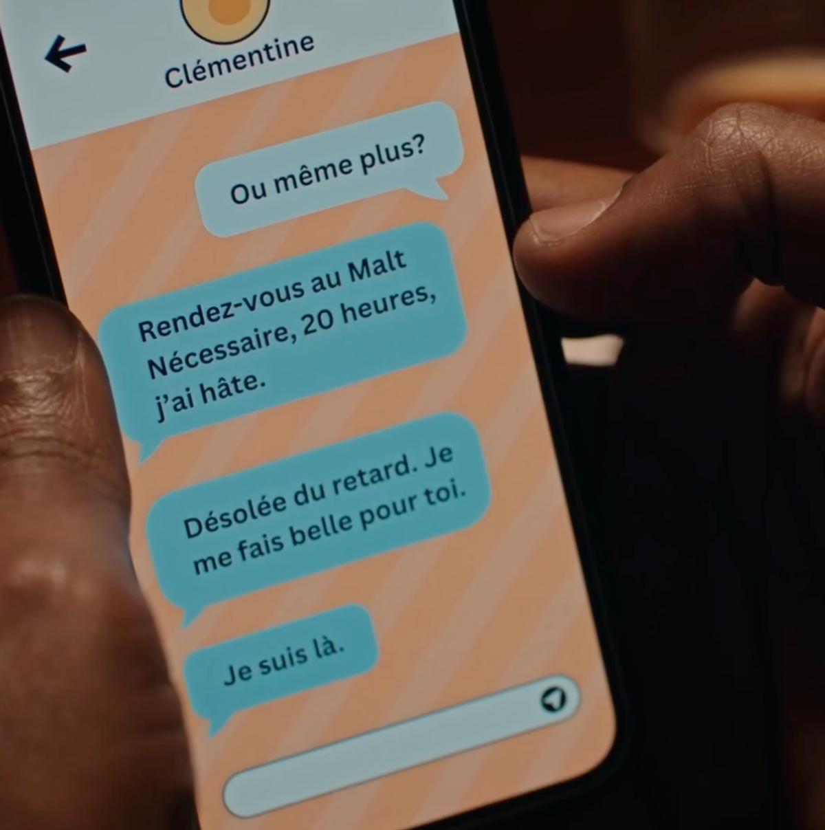 Message texte de Clémentine dans Alertes