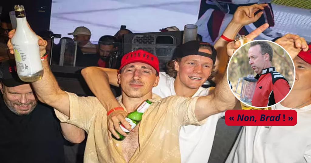 Brad Marchand sur le party avec Guy Jodoin en miniature